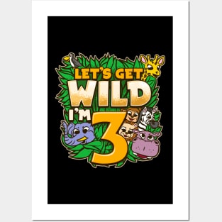 Let's Get Wild I'm 3 - Birthday Party Gift Posters and Art